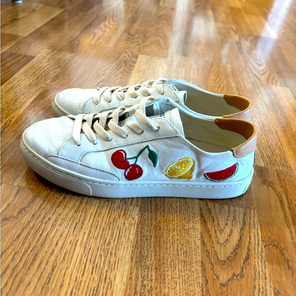 White Leather Soludo Sneakers with Fruit Details